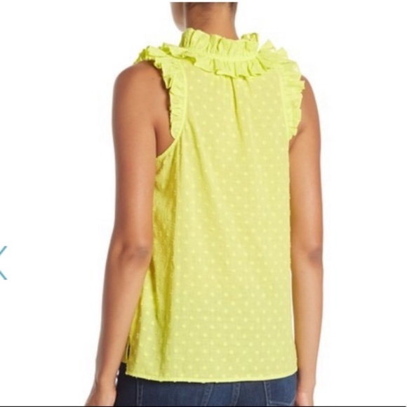 NWT J. Crew yellow ruffle swiss dot sleeveless top - Picture 2 of 8